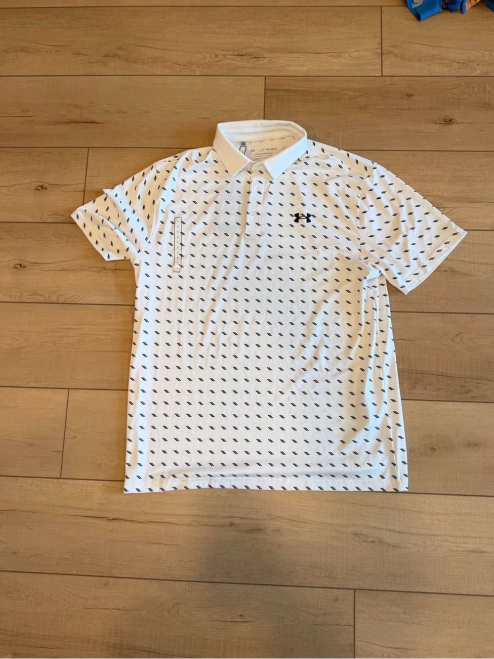 Under Armour White Polo with Navy Micro-Pattern